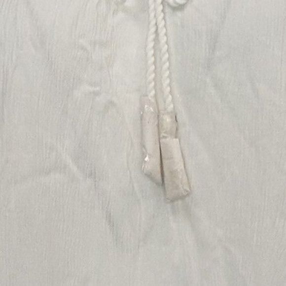 Susan Graver Women's Plus Sz Top 1X Crinkled Gauze Lace Up White A487743 - Picture 3 of 5